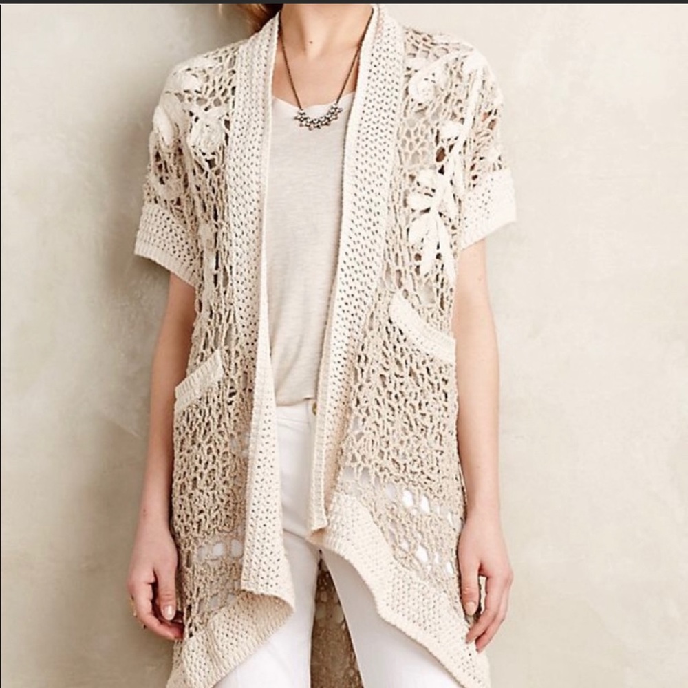 Angels Of The North Crochet Open Front Cardigan
